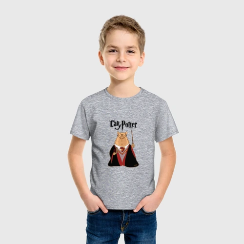 Детская футболка хлопок с принтом Мем капибара Гарри Поттер, вид сбоку #3
