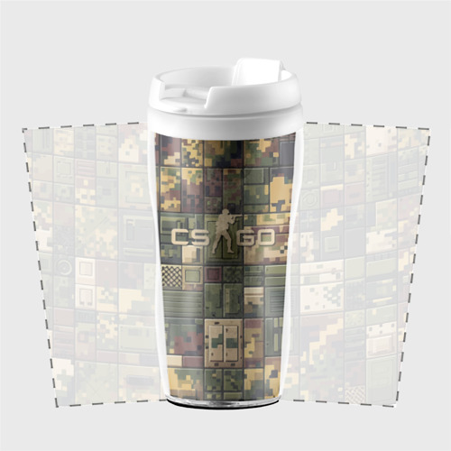Термокружка-непроливайка Counter Strike go - military pattern, цвет белый - фото 2