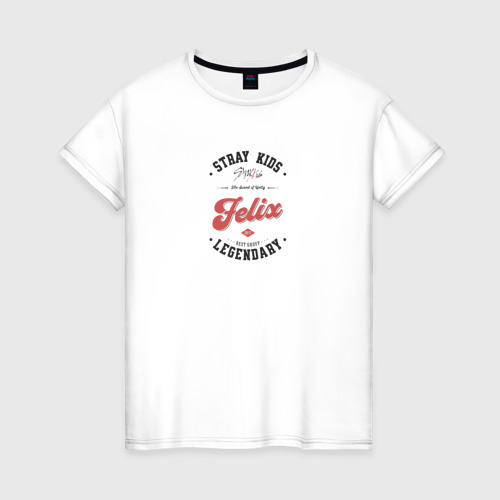 Женская футболка из хлопка с принтом Felix k-idols, вид спереди №1
