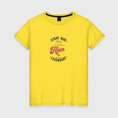 Женская футболка хлопок Han k-idols, цвет желтый