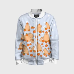 Детский бомбер 3D Мем капибара и мандарины