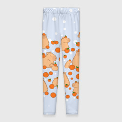 Леггинсы 3D Мем капибара и мандарины