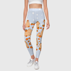 Леггинсы 3D Мем капибара и мандарины - фото 2