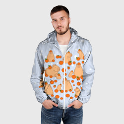 Мужская ветровка 3D Мем капибара и мандарины - фото 2