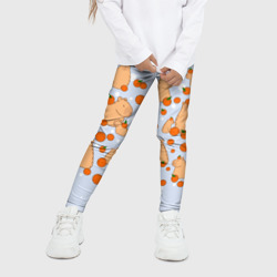 Детские леггинсы 3D Мем капибара и мандарины - фото 2