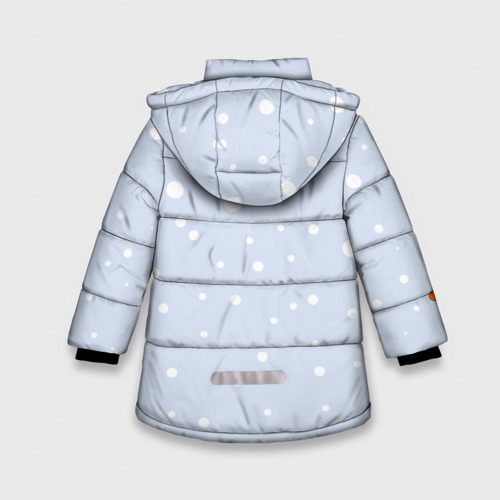 Зимняя куртка для девочек 3D с принтом Мем капибара и мандарины, вид сзади #1