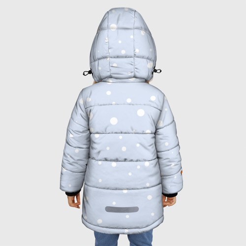 Зимняя куртка для девочек 3D с принтом Мем капибара и мандарины, вид сзади #2