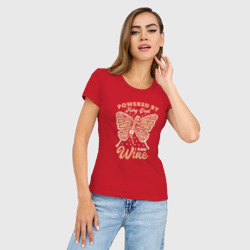 Женская футболка хлопок Slim Фея питается сказочной пыльцой и вином - фото 2