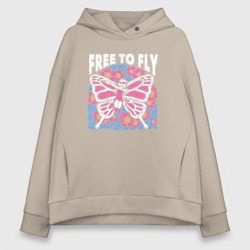 Женское худи Oversize хлопок Фея free to fly