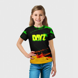 Футболка с принтом Dayz зомби апокалипсис огненный стиль для ребенка, вид на модели спереди №3. Цвет основы: белый