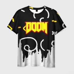 Мужская футболка 3D Doom игровой стиль огненное лого