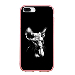 Чехол для iPhone 7Plus/8 Plus матовый Кот сфинкс с другой планеты на черном фоне