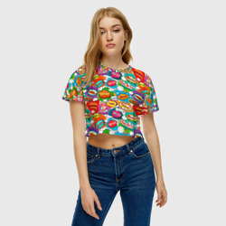 Женская футболка Crop-top 3D Bang Boom Ouch pop art pattern - фото 2