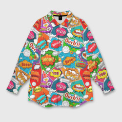 Мужская рубашка oversize 3D Bang Boom Ouch pop art pattern