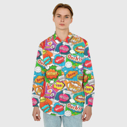 Мужская рубашка oversize 3D Bang Boom Ouch pop art pattern - фото 2