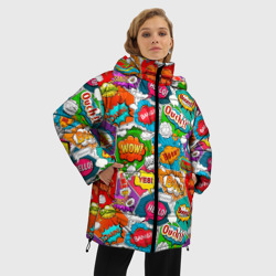 Женская зимняя куртка Oversize Bang Boom Ouch pop art pattern - фото 2