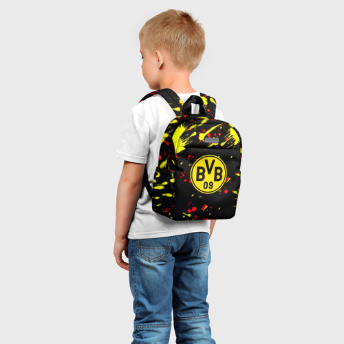 Детский рюкзак 3D с принтом Burussia sport краски текстура, фото на моделе #1