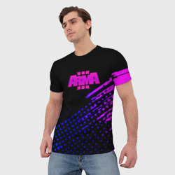 Мужская футболка 3D Arma 3 неоновый стиль киберпанк милитари - фото 2