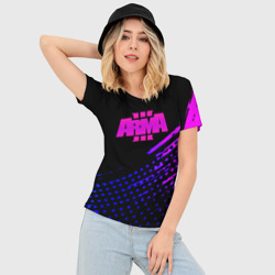 Женская футболка 3D Slim Arma 3 неоновый стиль киберпанк милитари - фото 2