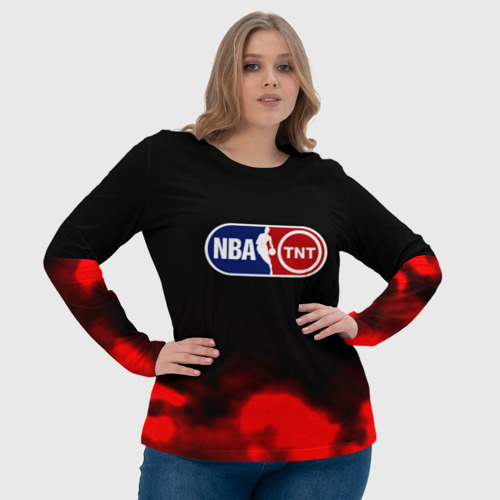 Женский лонгслив 3D NBA абстрактные красные краски лого, цвет 3D печать - фото 6