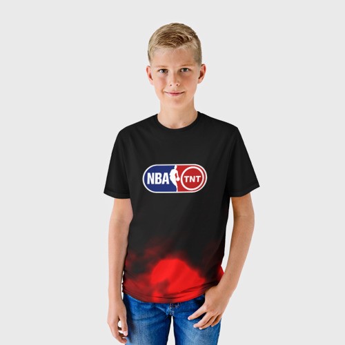 Детская футболка 3D NBA абстрактные красные краски лого, цвет 3D печать - фото 3