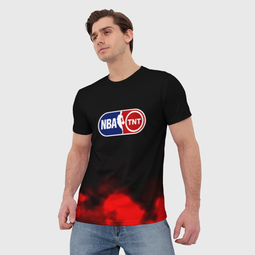 Мужская футболка 3D NBA абстрактные красные краски лого, цвет 3D печать - фото 3