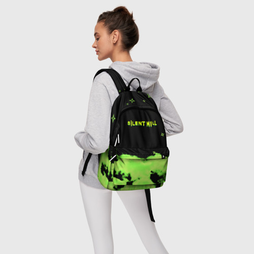 Рюкзак 3D с принтом Silent hill зелёный смок сити токсик, фото #4