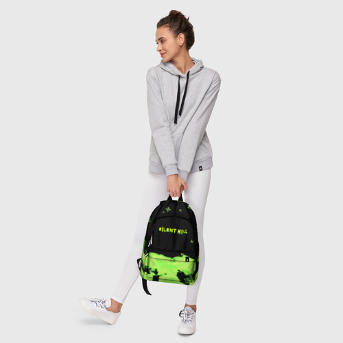 Рюкзак 3D с принтом Silent hill зелёный смок сити токсик, фото #6