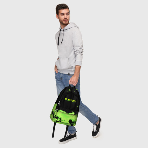 Рюкзак 3D с принтом Silent hill зелёный смок сити токсик, фото #5
