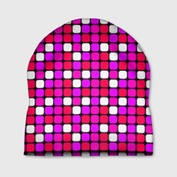 Шапка 3D Розовые и белые квадраты