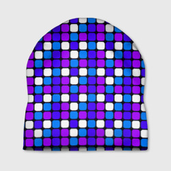 Шапка 3D Фиолетовые, синие и белые квадраты