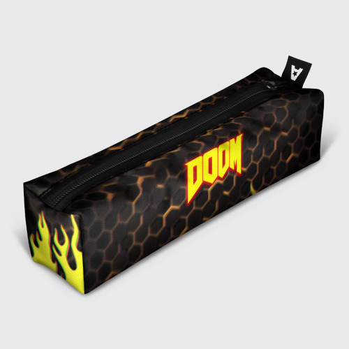 Пенал школьный 3D Doom огненное лого соты из игры броня