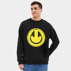 Мужской свитшот oversize без начеса хлопок Смайл диджея - фото 2