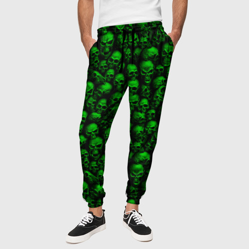Мужские брюки 3D Зеленые черепа, цвет 3D печать - фото 4