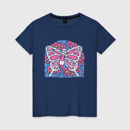 Женская футболка хлопок с принтом Фея бабочка, вид спереди #2