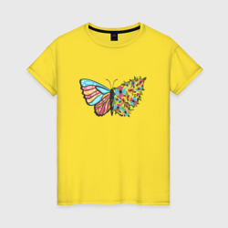 Бабочка цветы крылья – Женская футболка хлопок с принтом купить со скидкой в -20%
