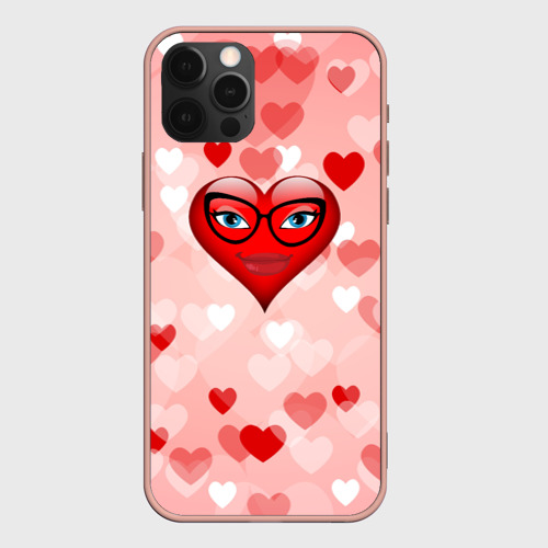 Чехол для iPhone 12 Pro Max с принтом Сердце в очках, вид спереди #2