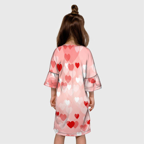 Детское платье 3D с принтом Сердце в очках, вид сзади #2