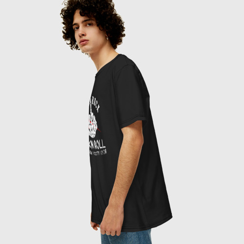 Мужская футболка хлопок Oversize с принтом Hard rock 1970, вид сбоку #3