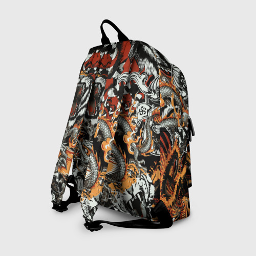 Рюкзак 3D с принтом Самурай дракон и тигр, вид сзади #1