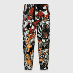 Мужские брюки 3D Самурай дракон и тигр