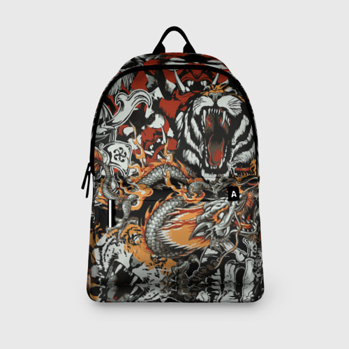 Рюкзак 3D с принтом Самурай дракон и тигр, вид сбоку #3