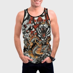 Мужская майка 3D Самурай дракон и тигр - фото 2