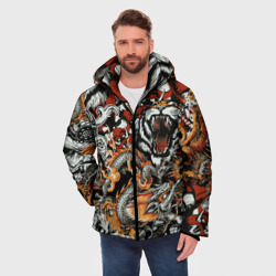 Мужская зимняя куртка 3D Самурай дракон и тигр - фото 2