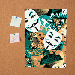 Постер Криптавалюта с маской Виндетта - фото 2