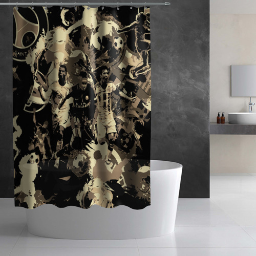 Штора 3D для ванной Роналдо Неймар и Месси камуфляж  - фото 2