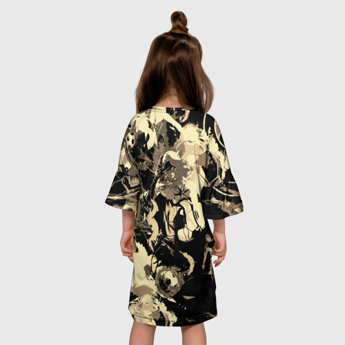 Детское платье 3D с принтом Роналдо Неймар и Месси камуфляж, вид сзади #2