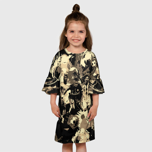 Детское платье 3D с принтом Роналдо Неймар и Месси камуфляж, вид сбоку #3