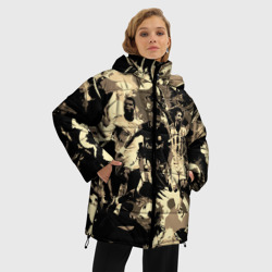 Женская зимняя куртка Oversize Роналдо Неймар и Месси камуфляж  - фото 2
