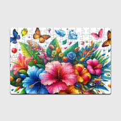 Головоломка Пазл магнитный 126 элементов Цветы бабочки и бриллианты